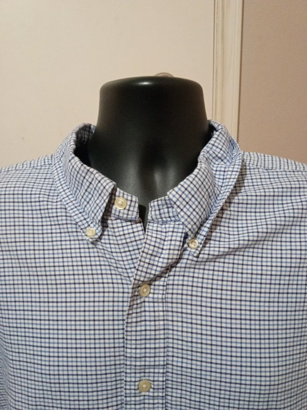 Ralph Lauren Men's Classic Fit Checkered Button Front Shirt Blue/White 3XLT - Picture 4 of 14